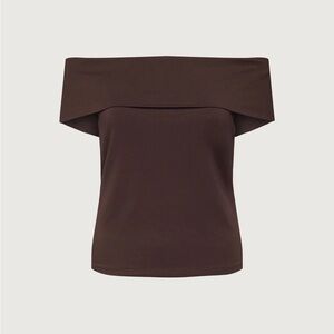 OAK + FORT Dark Brown Women's Off Shoulder Top